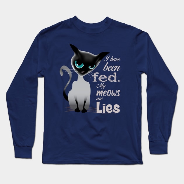 Cat mother coffee lover (siamese cat) Long Sleeve T-Shirt by ArteriaMix